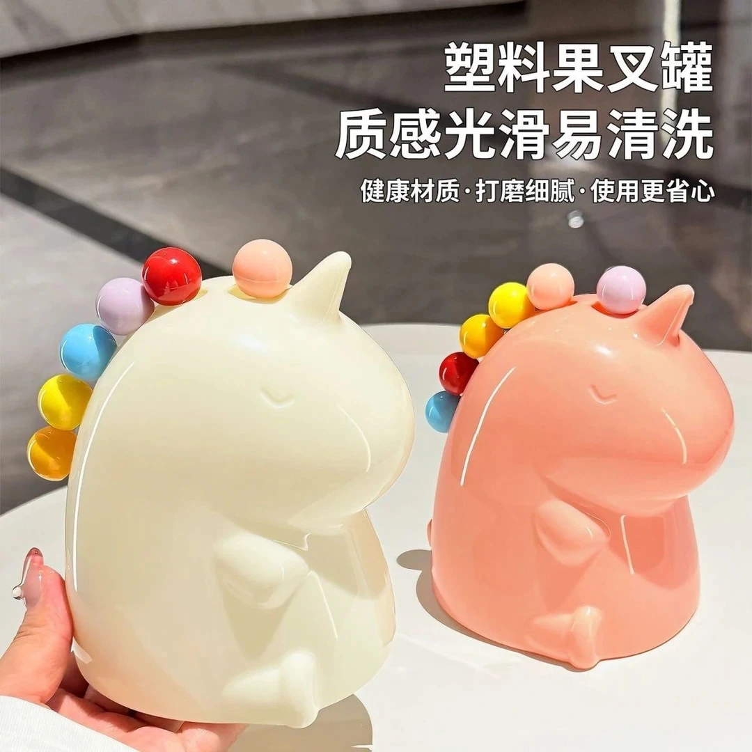 【1罐6支】独角兽水果又套装家用可爱卡通甜品蛋糕小叉子收纳罐