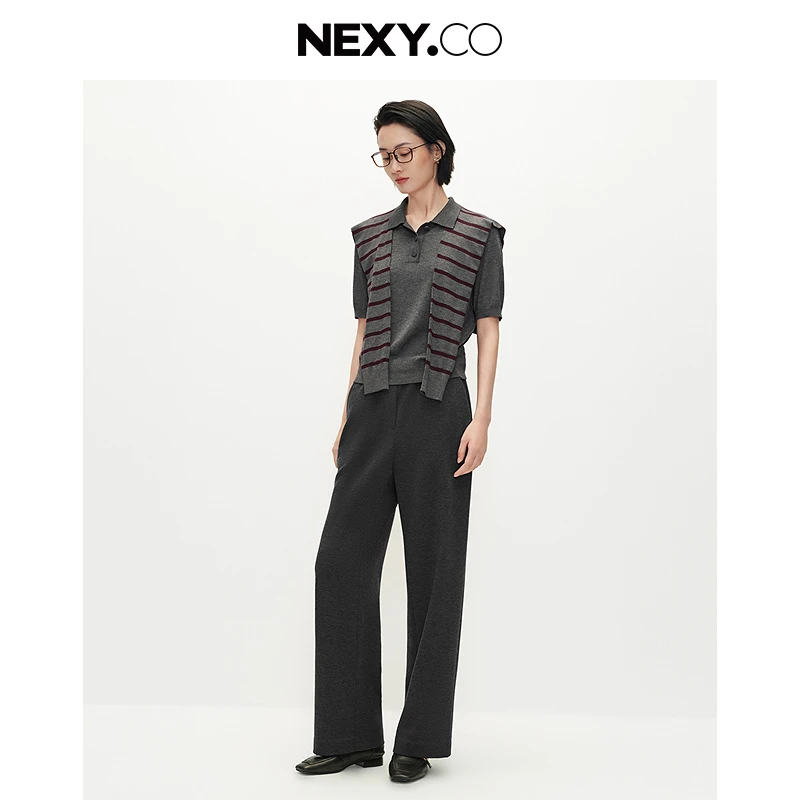 NEXY.CO/奈蔻舒适休闲休闲百搭简约中腰长裤XV03081D1/XV03074R4