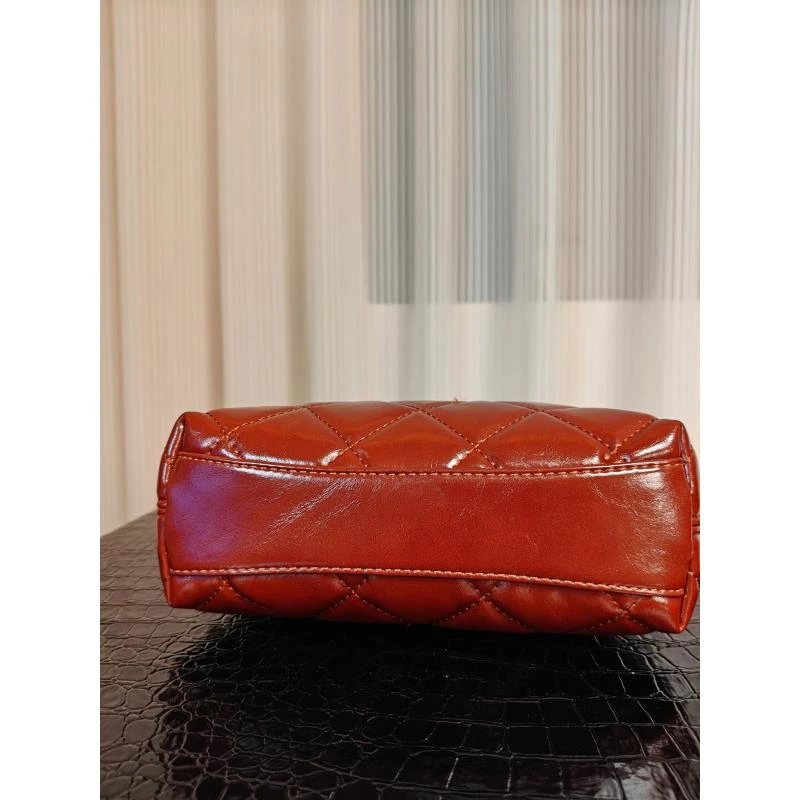 HIRMRIS手工真皮包CX189 牛角hb双链条香焦糖色