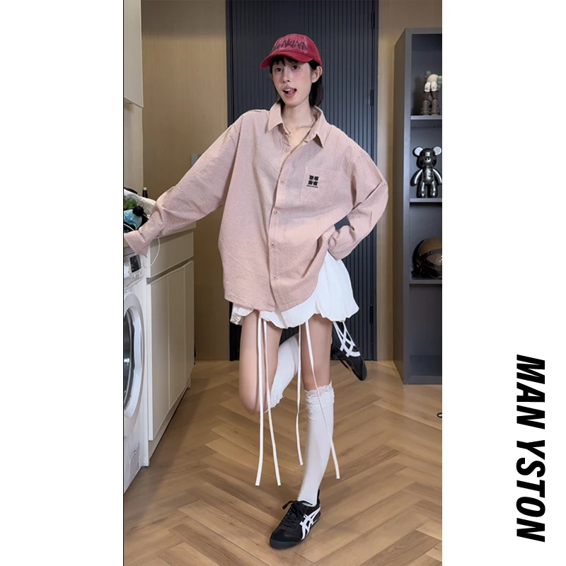 美式复古百搭高街格子长袖衬衫男款春秋季潮牌高级感痞帅休闲衬衣