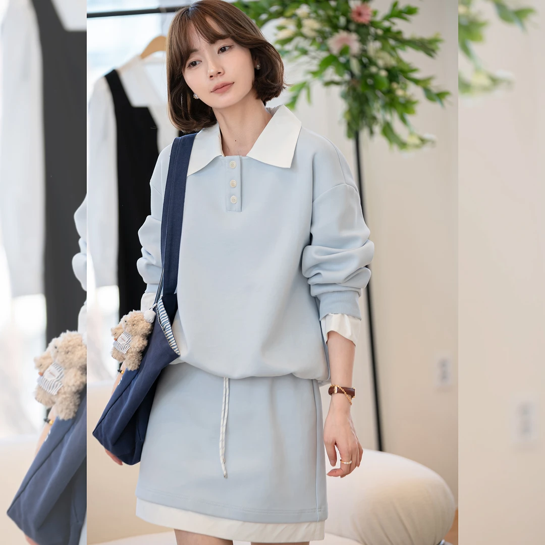 【现货】【miu风女孩】FS501Z004拼接卫衣套装