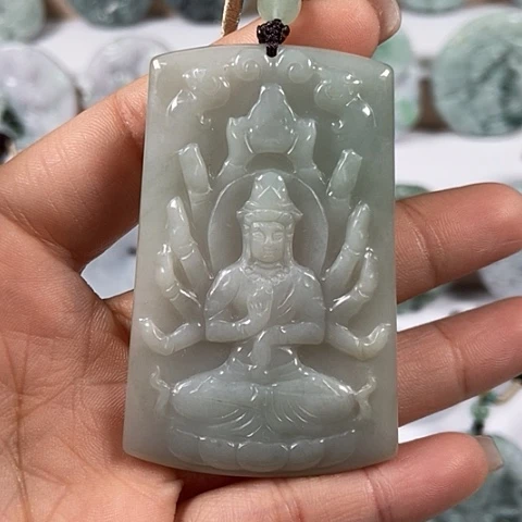 翡翠颈饰未镶嵌千手观音福利