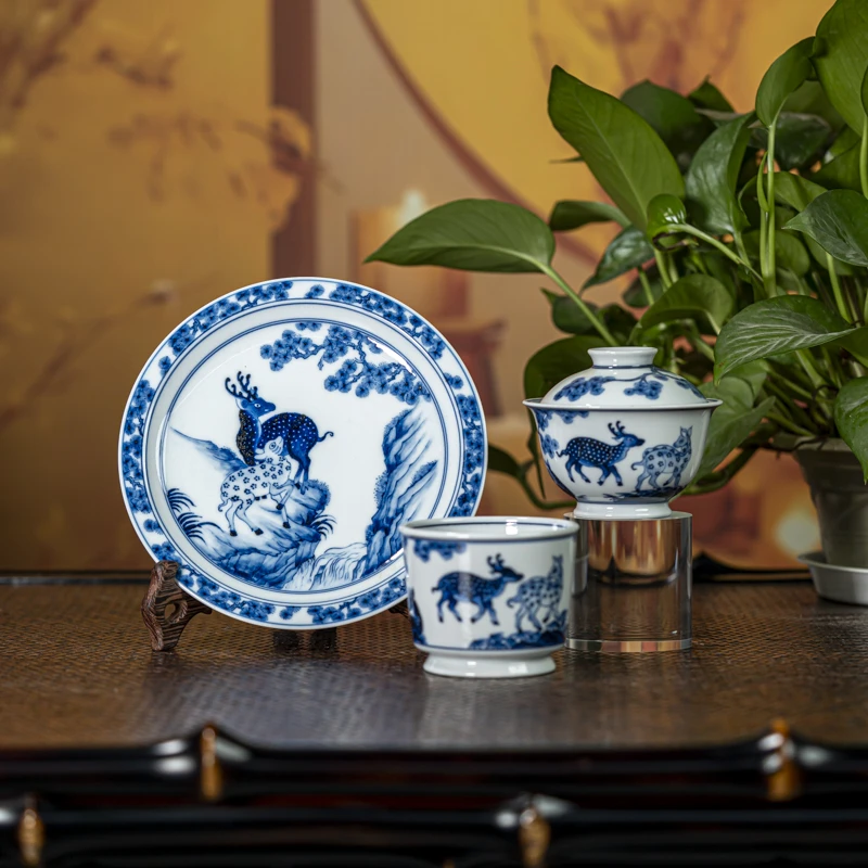 【墨舍名窑】明宣慕古鹿纹直口杯（mxmg20+mxmg11+mxmg12）