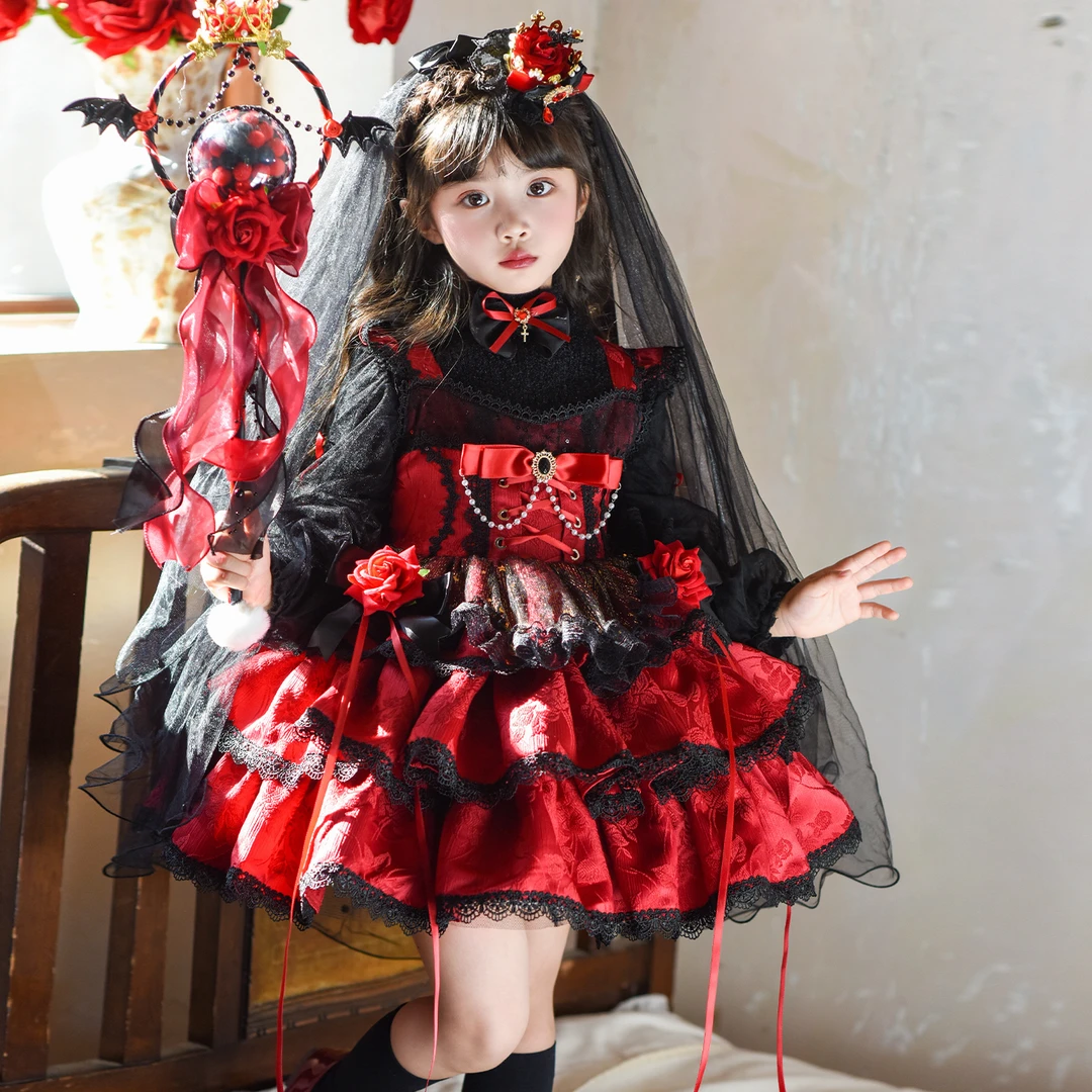 万圣节儿童服装cos服洛丽塔女童公主裙女宝宝吸血鬼生日礼服裙子