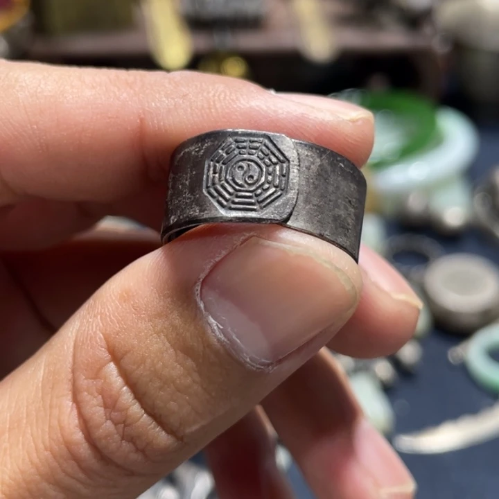 至***宝足银银器银戒指八卦