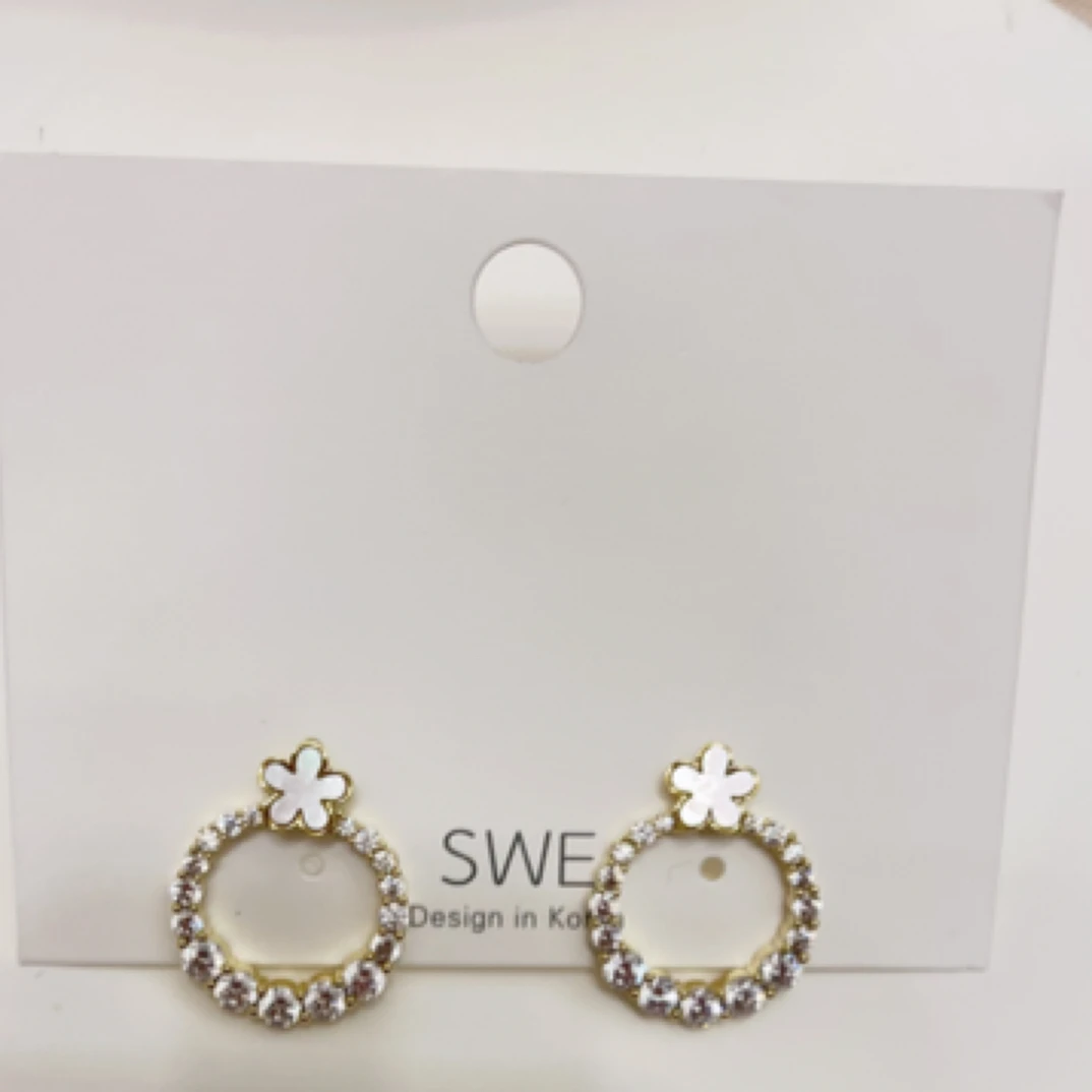 合金玻璃耳饰 日韩耳饰经典时尚小众拼色清新