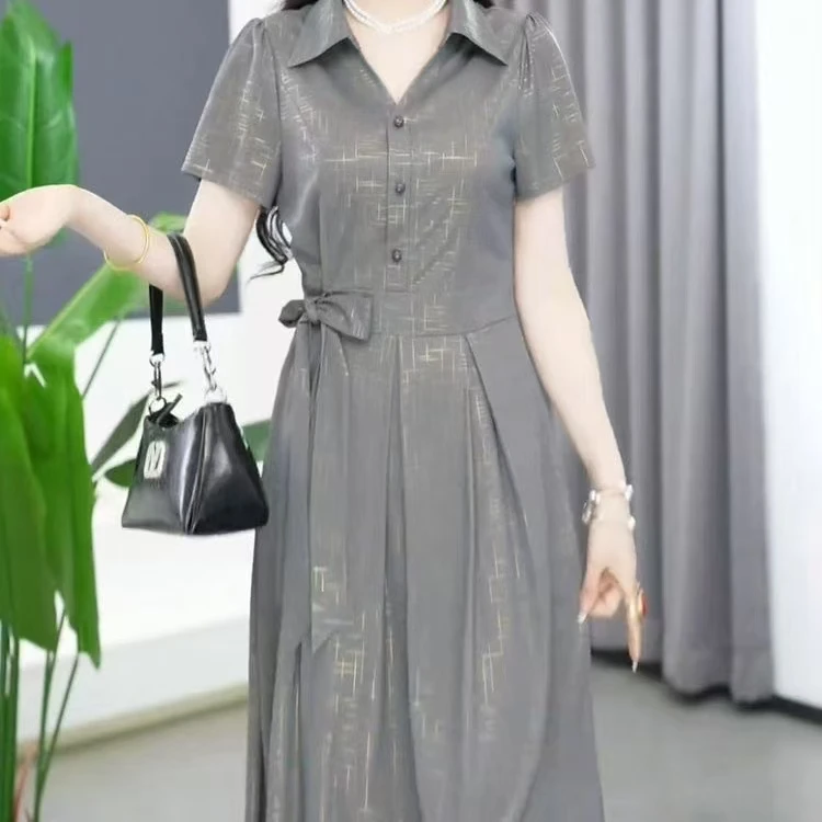 收腰复古夏季时尚气质减龄修身女装连衣裙