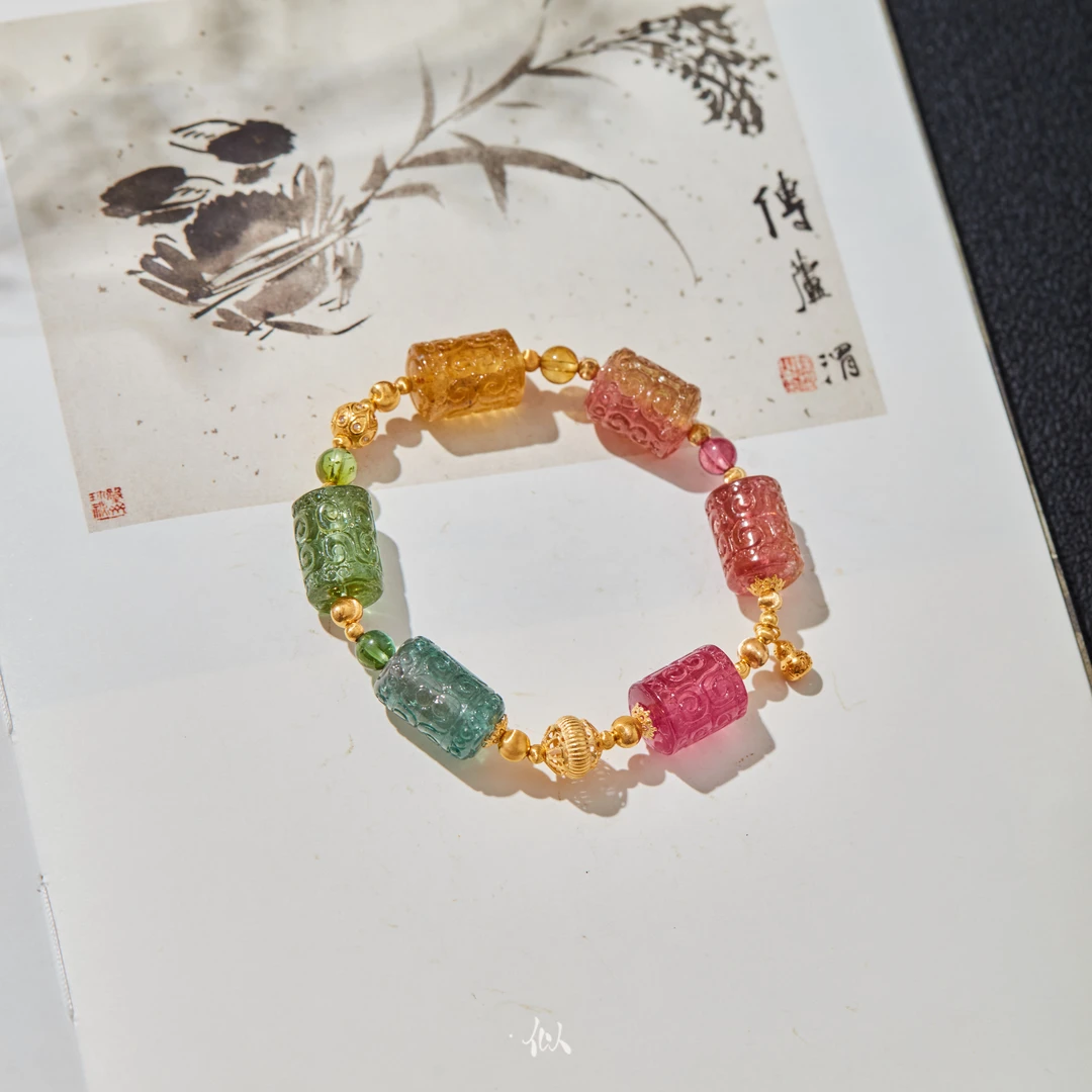 L【槐夏】·似梓珠宝· 18K碧玺回纹单圈  XYGD273510-C