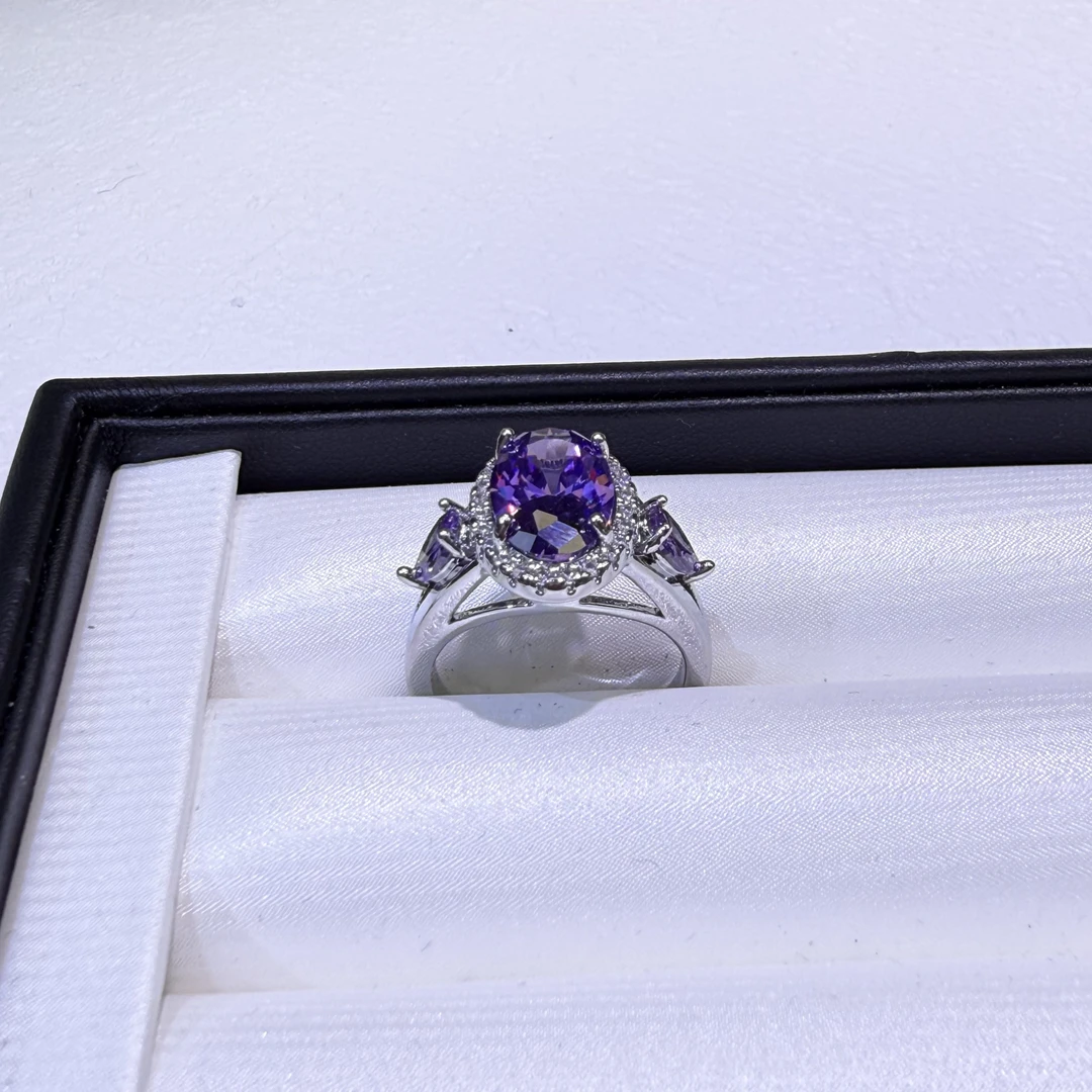 铜合金锆石戒指 CL7017-冰花切罗曼紫戒指时尚欧美