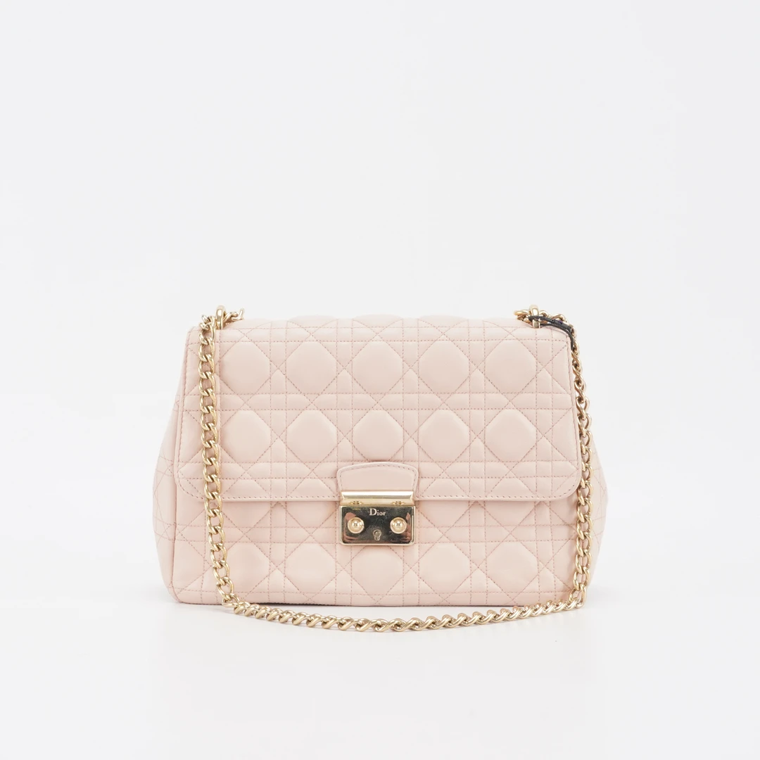 99新 DIOR/迪奥 【总仓】miss 浅粉羊皮中号链条包/BGH401650021/98