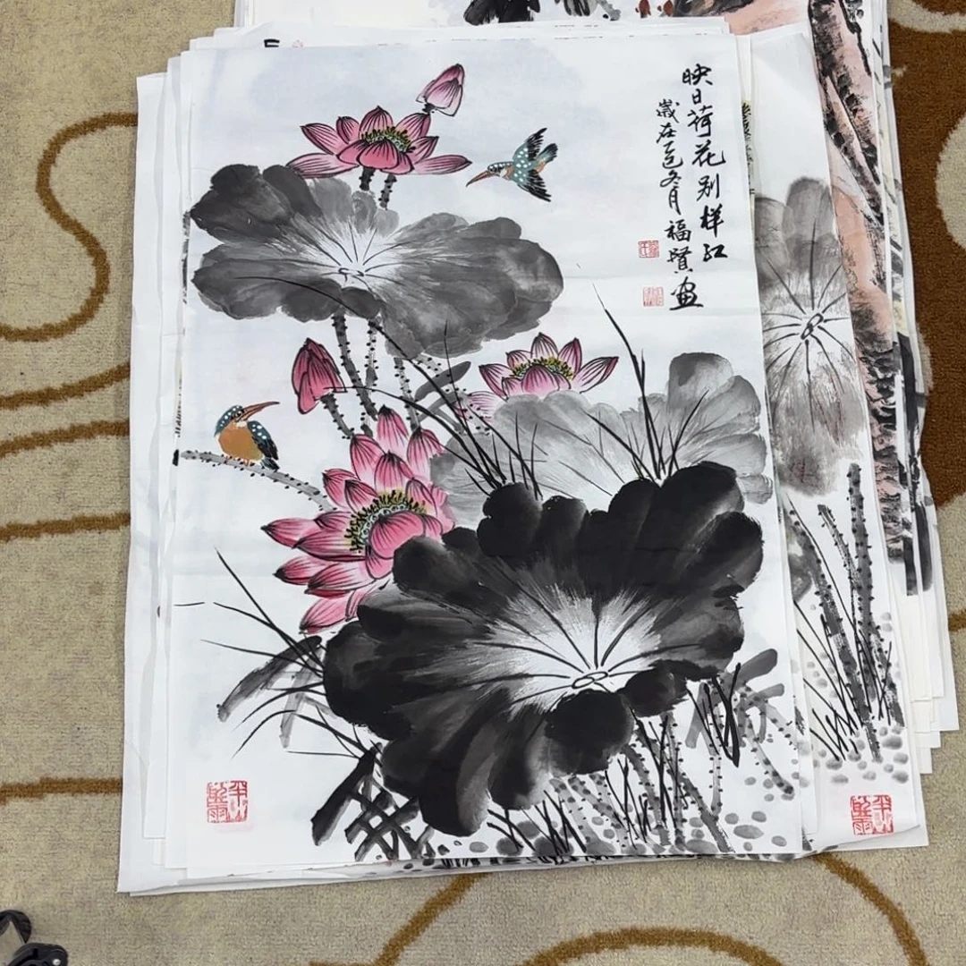 国画罗福贤四尺三开艺