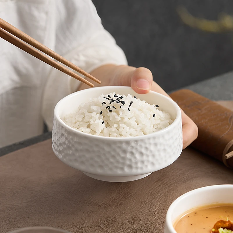 饭碗家用日式米饭碗简约白色陶瓷喝汤碗创意碗高级感水果燕麦片碗