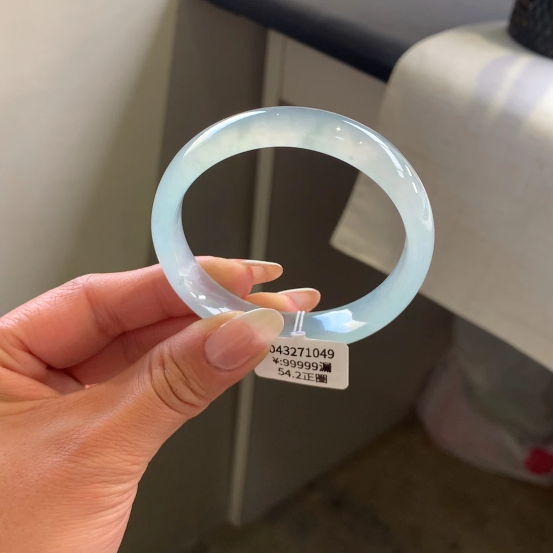 翡翠手镯未镶嵌正冰起胶54.2正圈