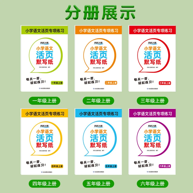 2025新款1-6年级上册小学语文活页默写纸人教版课本同步生字练习