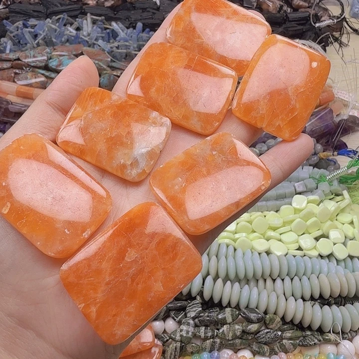 水晶珠宝半成品未镶嵌卡30×40橙方解方块（3颗）