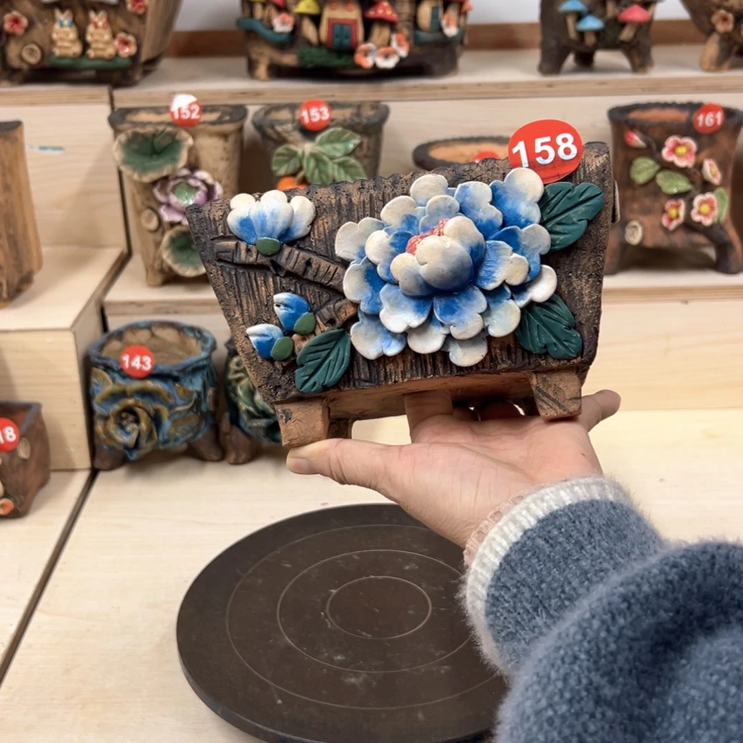 紫砂花盆158号内口15×11外高11