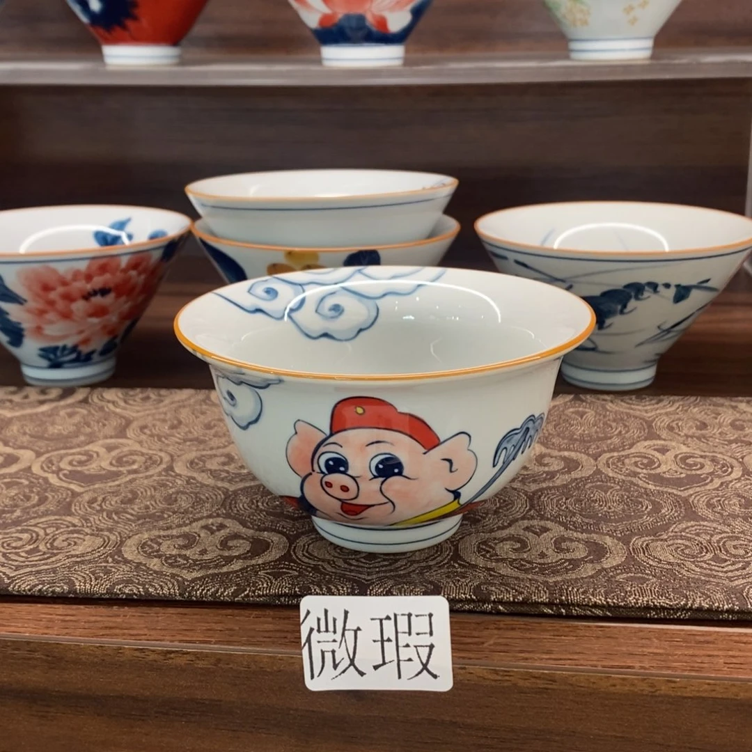 釉下彩老陶泥手工绘制