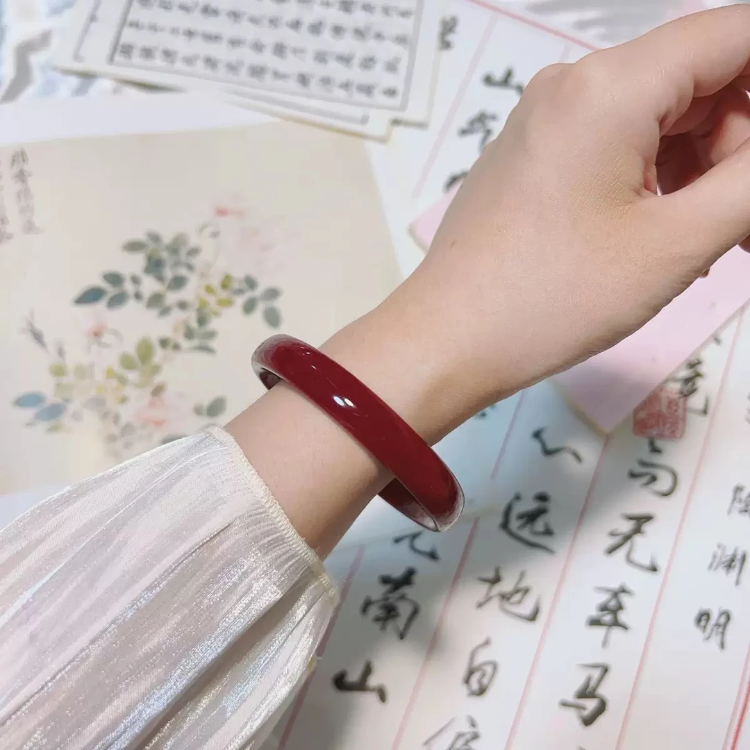 非金属玻璃手镯 【团队单】8mm美人镯冰透气泡百搭新中式国风闺蜜镯