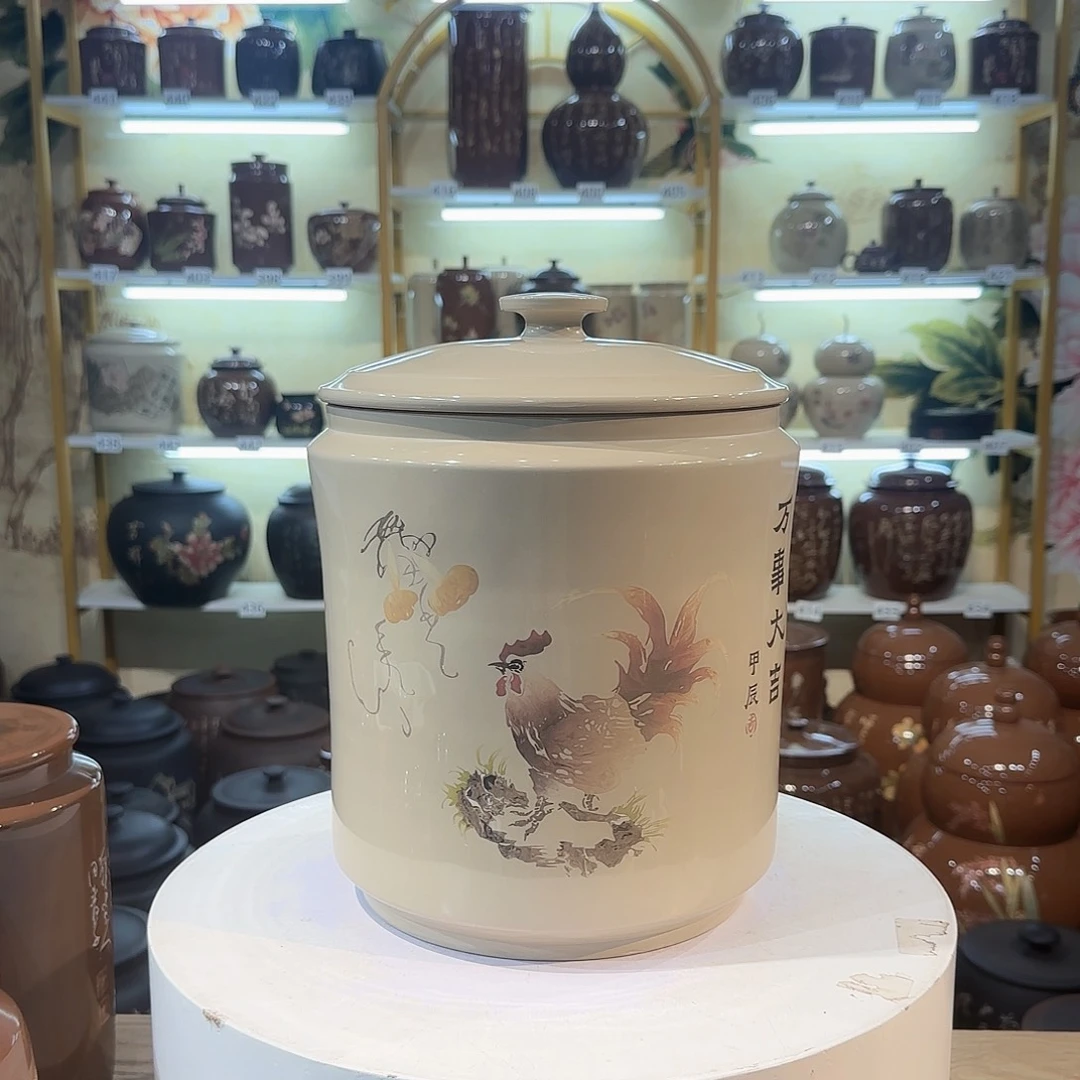 缸026建水紫陶7饼茶缸