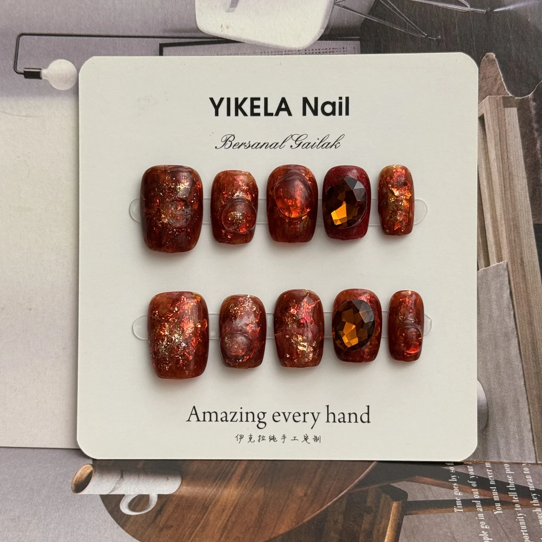 （烈焰）伊克拉纯手工气质显白红色闪闪新年穿戴美甲