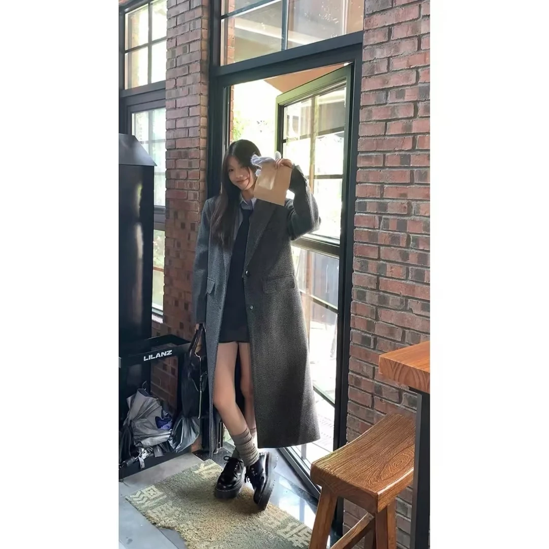 2024冬季新款加棉加厚呢子百搭中长款大衣宽松轻奢显瘦修身外套