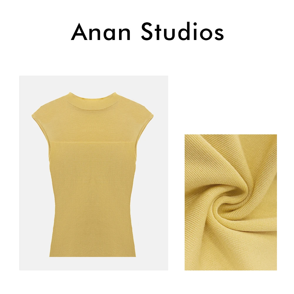 【半岛琉璃】无袖网纱拼接背心针织上衣★