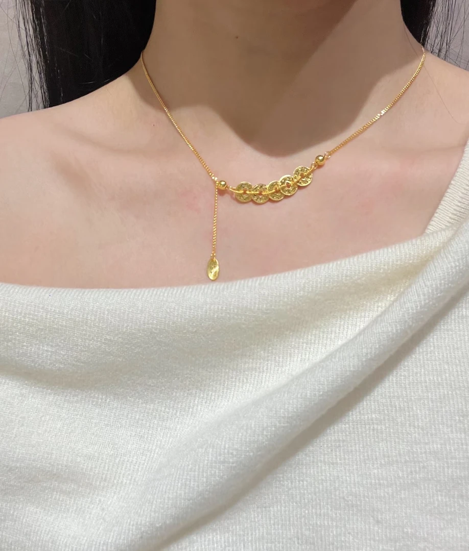 时尚5G硬金工艺钱多多碎冰冰项链