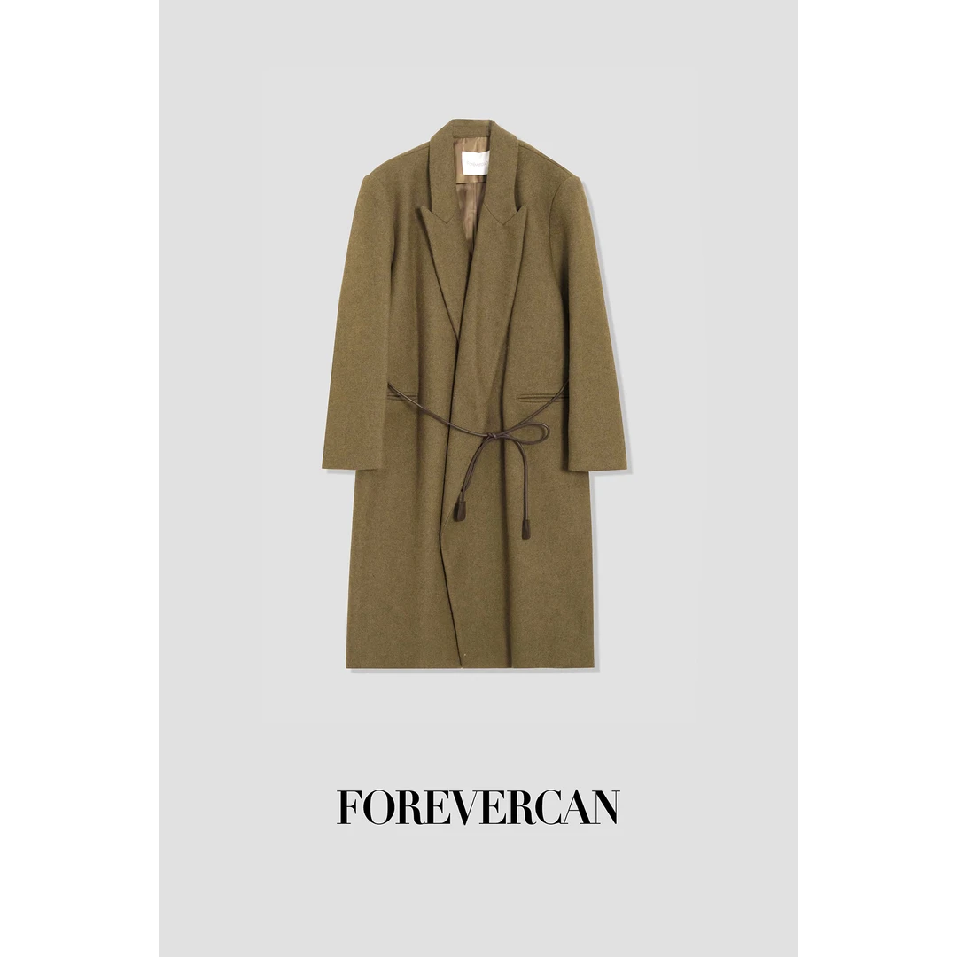 FOREVERCAN“谢菲尔德”静奢极简风长款毛呢大衣外套 SC20564