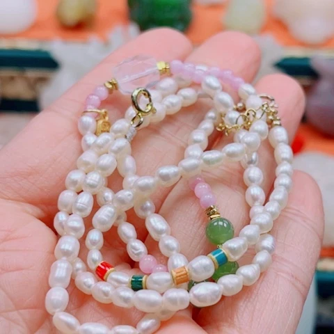 淡水珍珠手绳银S925镶嵌多样性发货一件