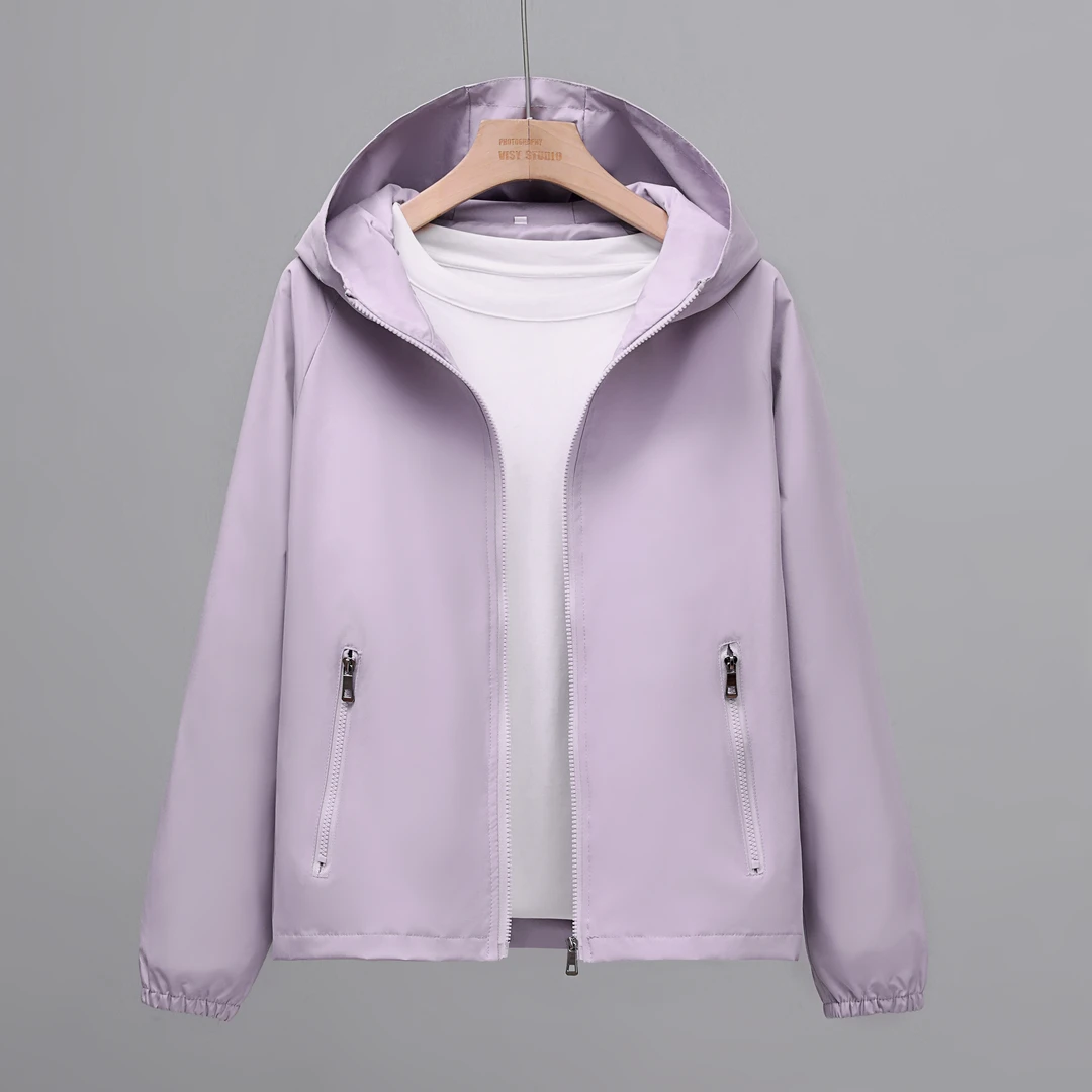 春秋冲锋衣外套女2025年新款韩版宽松薄休闲连帽短款百搭夹克上衣