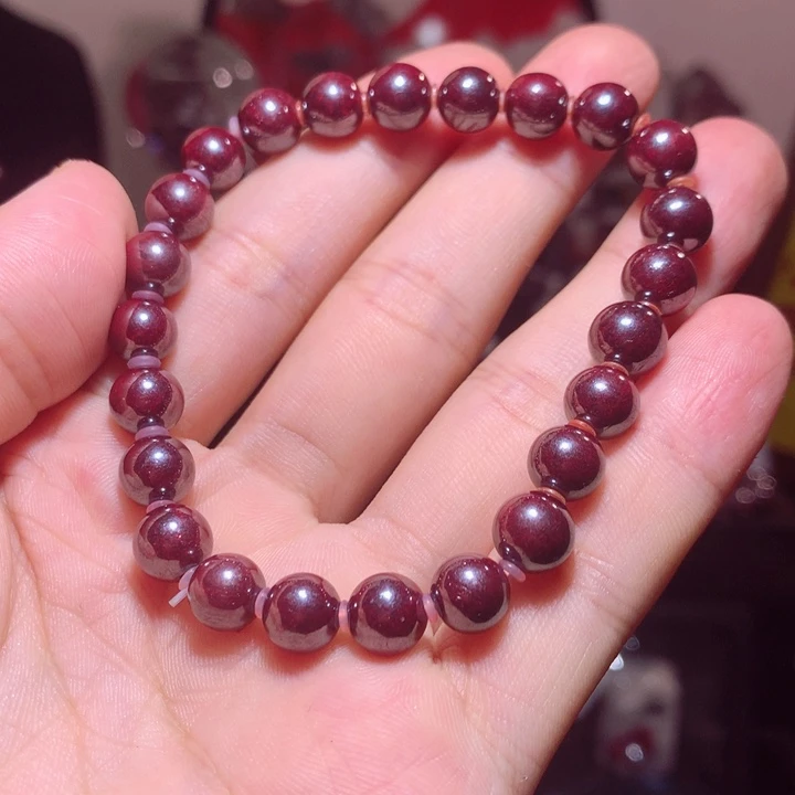 天然辰砂原矿朱砂手串卡8