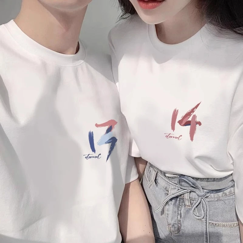 1314两件装情侣装夏天款短袖2025新款网红爆款一男一女T恤套装潮