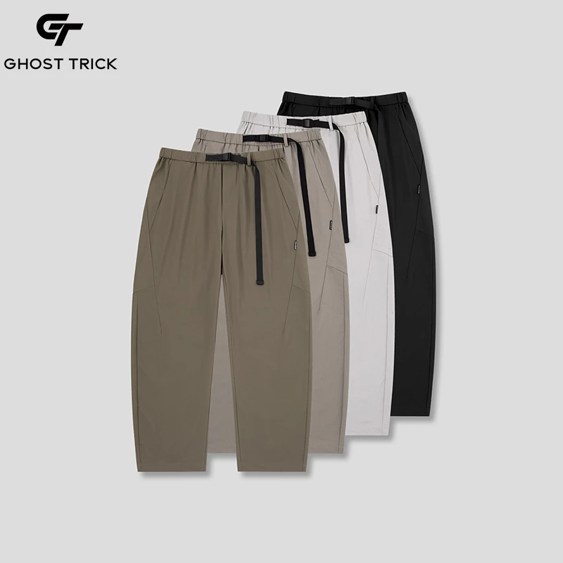 春夏机能风腰带装饰立体裁剪工装微阔休闲裤90069