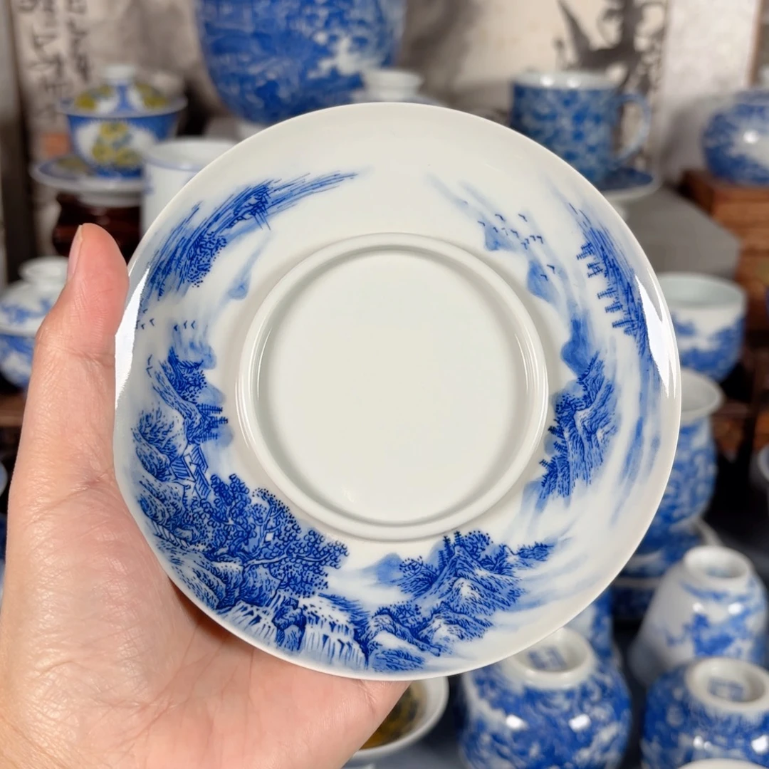 寻***秘青花瓷器手绘作品陶瓷杯垫