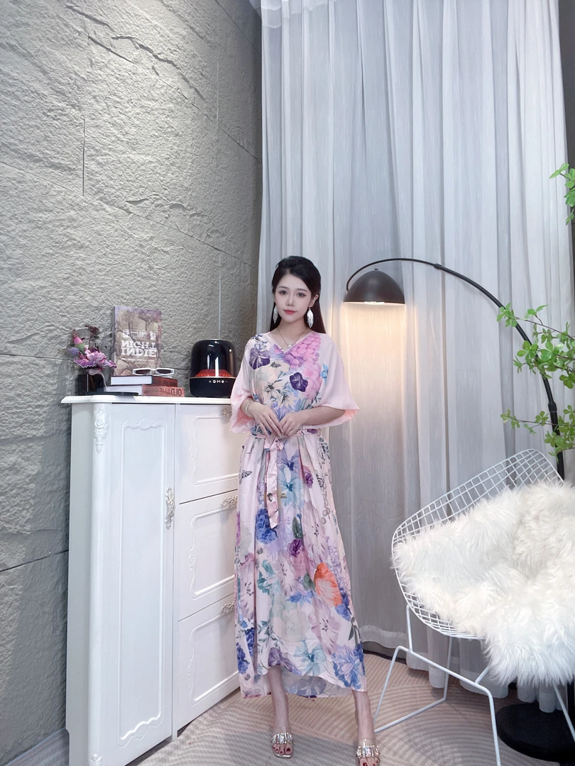 Bikamo/比卡陌法式重磅真丝连衣裙X0008