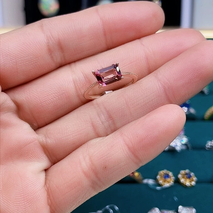 碧玺戒指银S925镶嵌成品