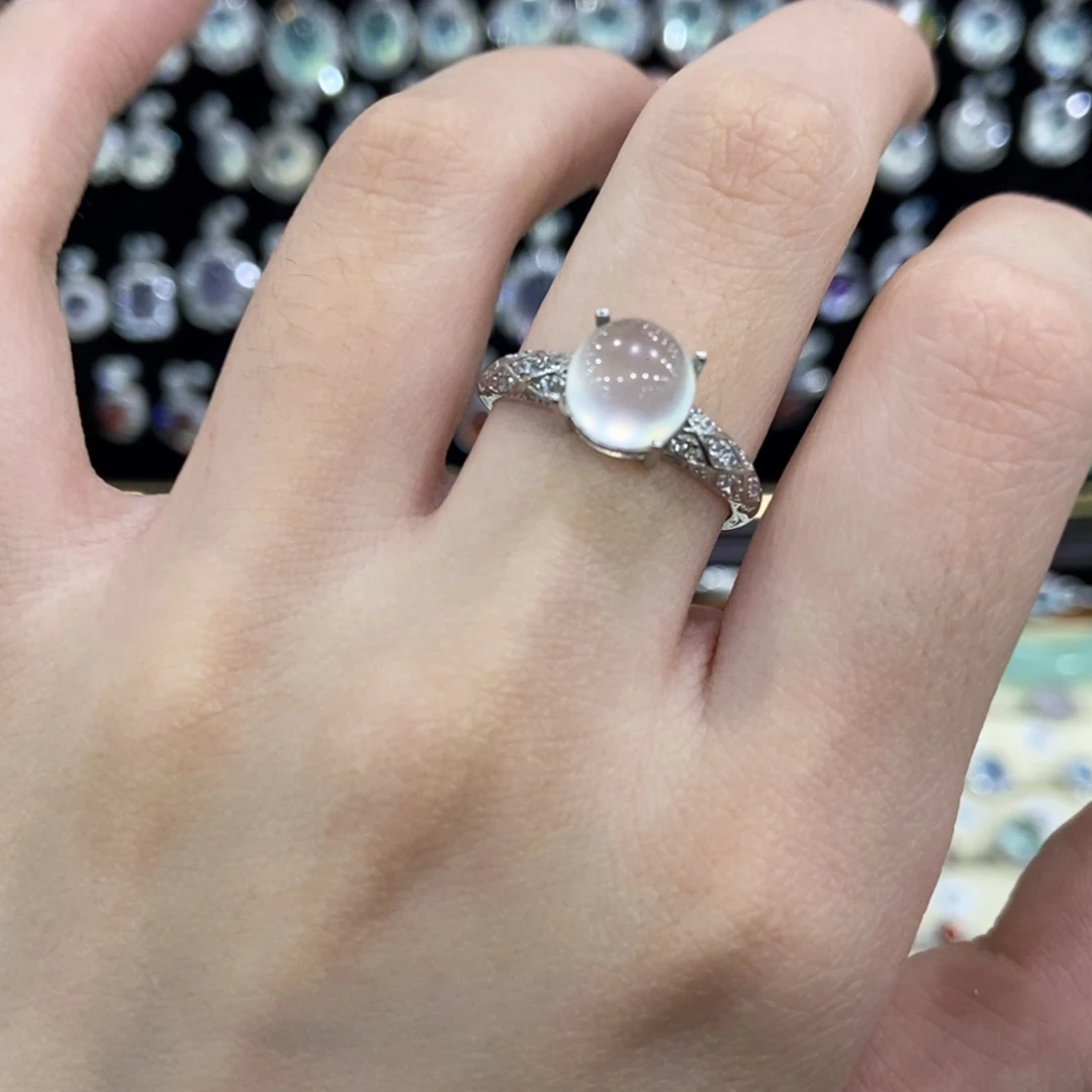 蛇纹石玉银S925镶嵌戒指