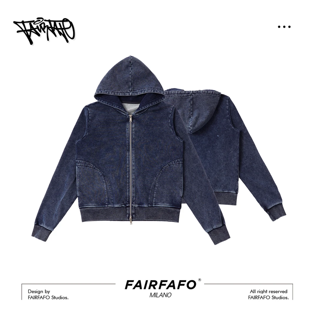 【复古连帽外套】WYEL58088秋季新款重工水洗复古时尚显瘦短款外套