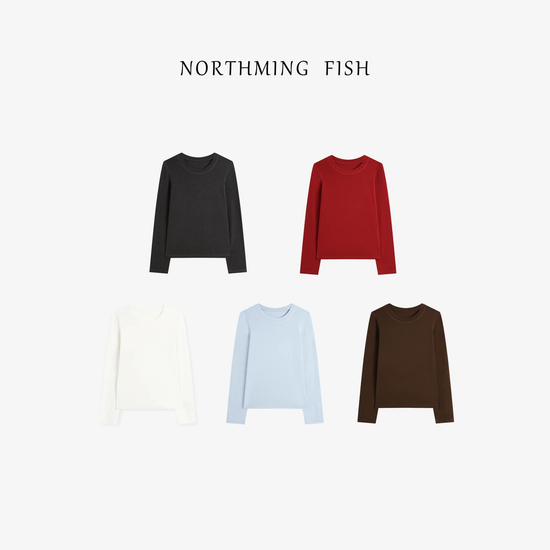 NorthMing fish「宠爱肌肤」百搭简约 丝滑软糯温润细腻打底T恤