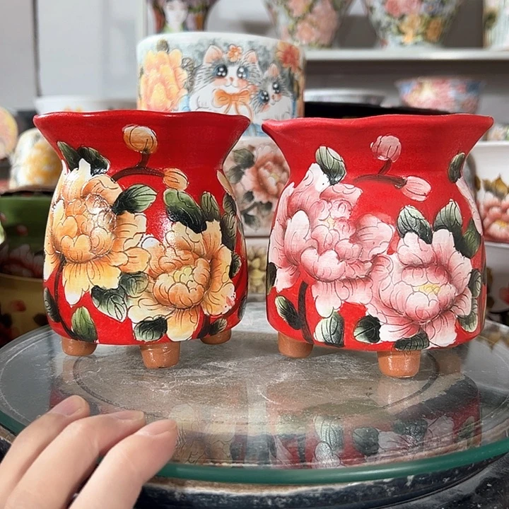景德镇陶瓷手绘花盆我****界
