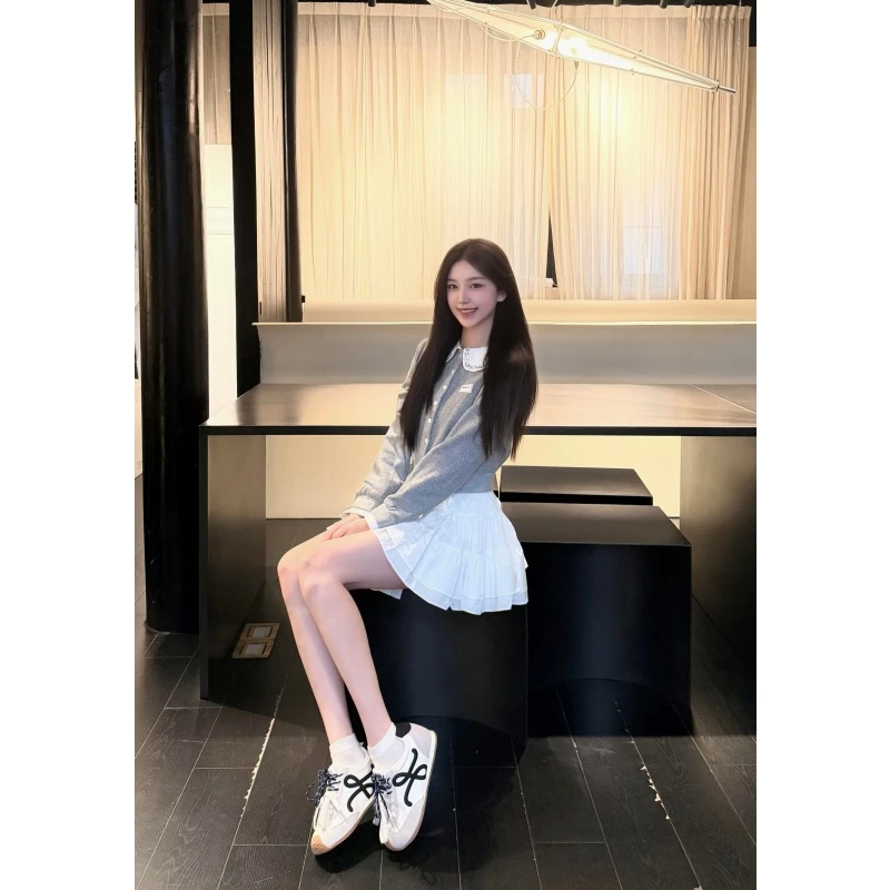 韩系温柔风设计感气质长袖针织衫秋季新款时髦百搭显瘦短裙两件套