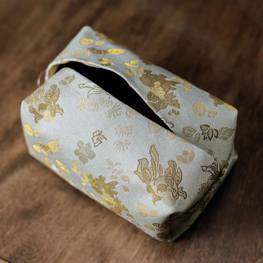 【静姐小院】<金鱼水藻>月光白抽纸袋（慢蓝S1078）