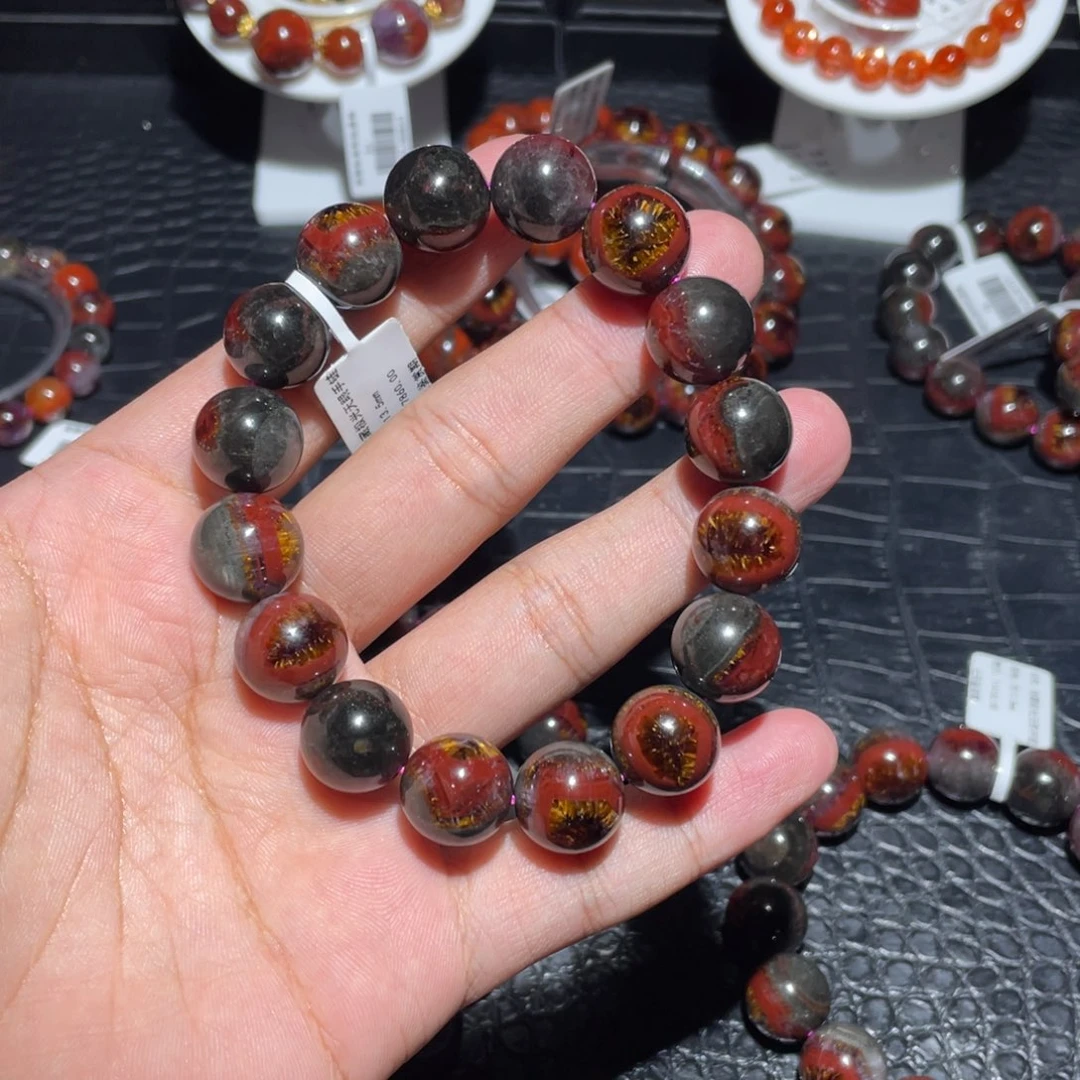 小***妹水晶未镶嵌手链13.5mm四色天眼手链单圈