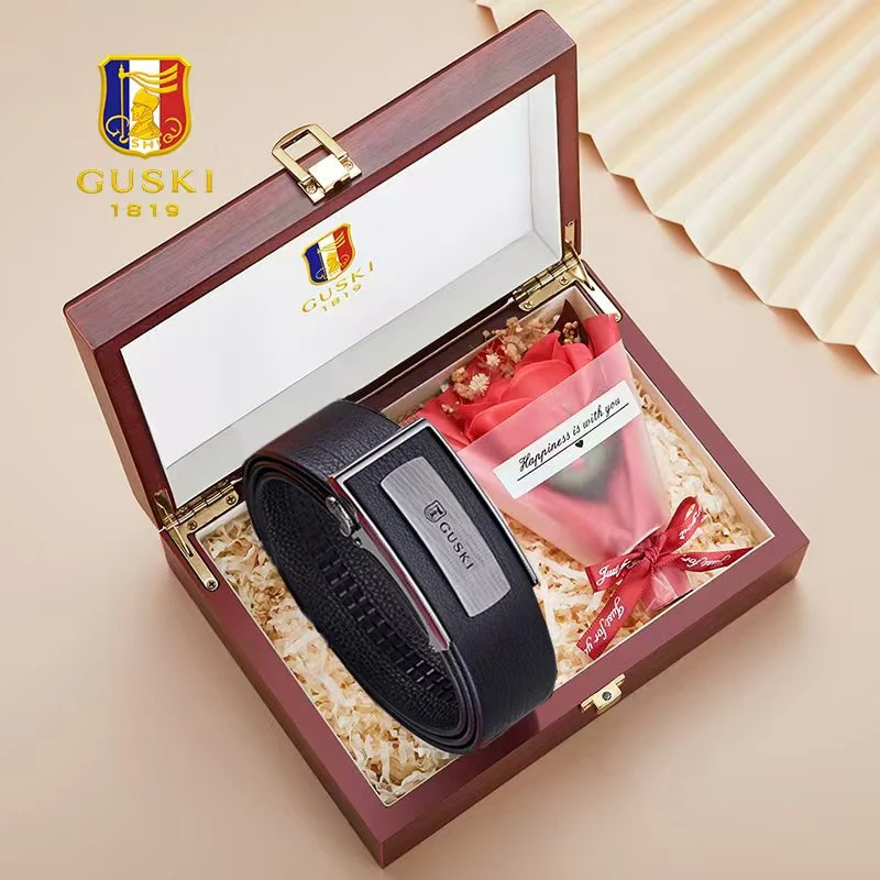 法国品牌古士旗男士皮带內穿真皮自动扣高档裤腰带送老公生日礼物