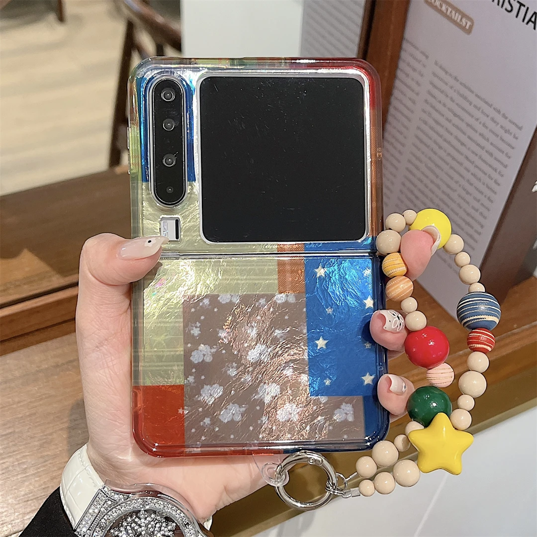 适用华purax手机壳女款pocket2折叠屏荣耀小米格子碎花三星保护套