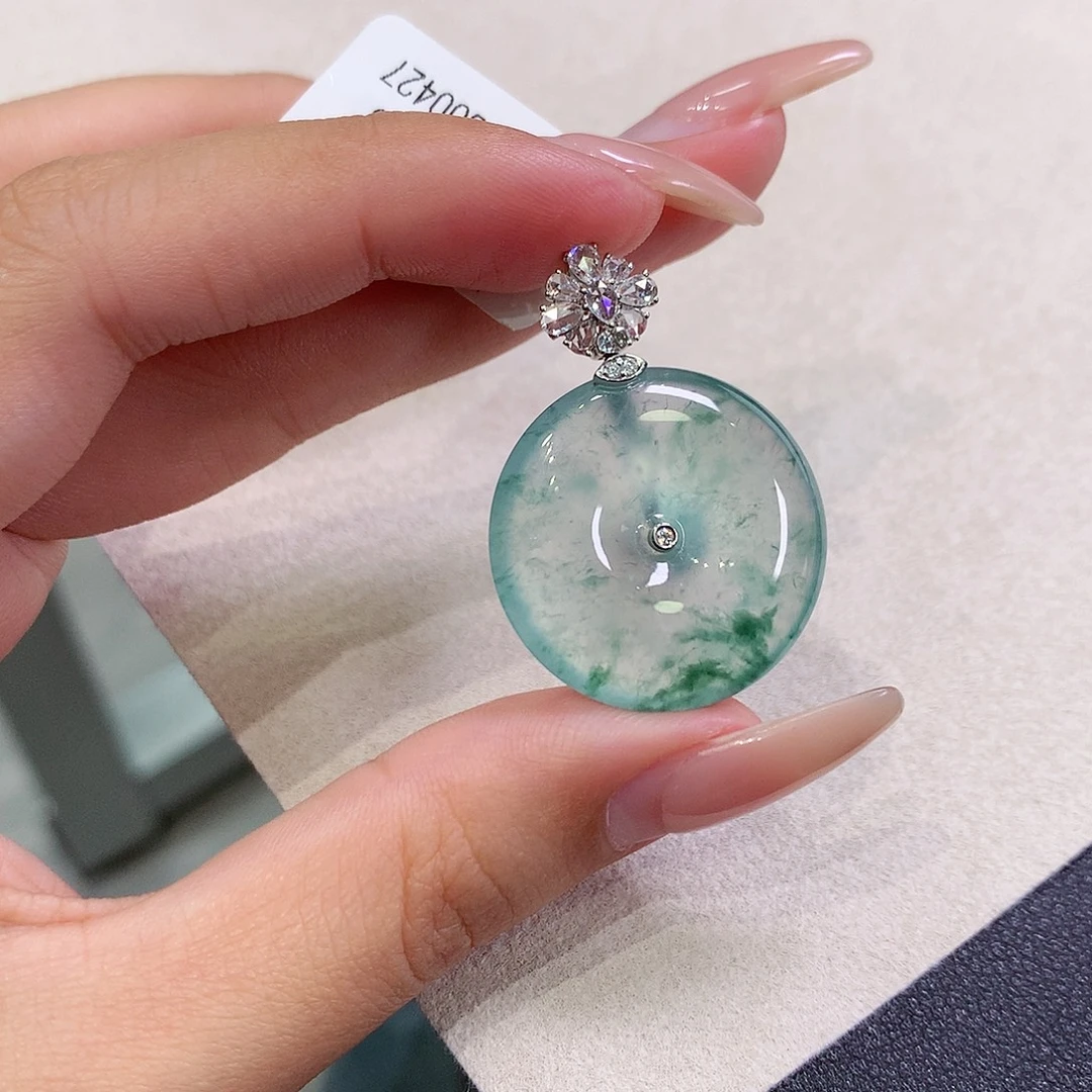 翡翠18K金镶嵌吊坠(不含链)25.2-5.6