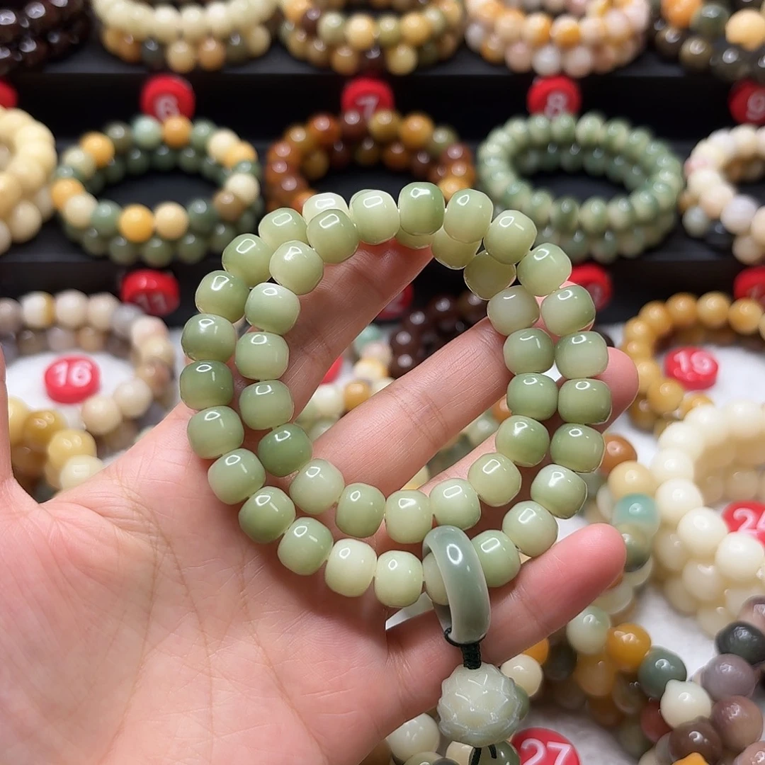 菩提根/象牙果手串天青色汉堡珠手持