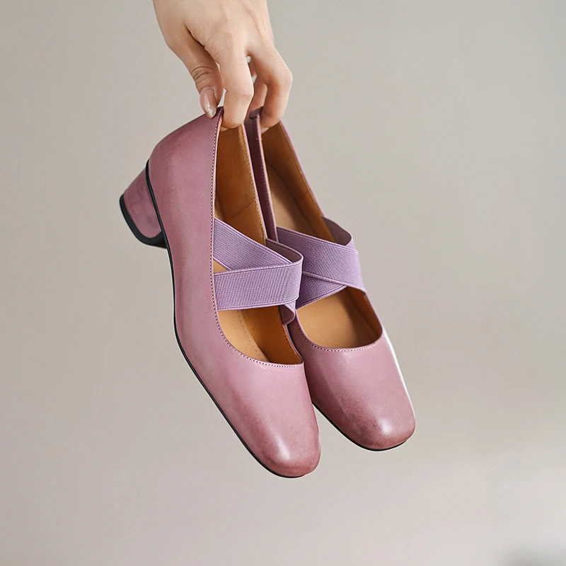 手工鞋/3cm中跟仙女风玛丽珍小皮鞋春秋新款方头舒适浅口单鞋M824