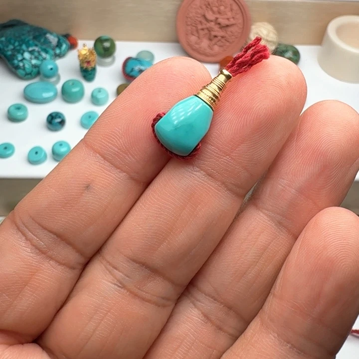 绿松石18K金镶嵌吊坠(不含链)