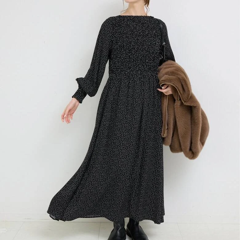 日单贵牌 司马克 波点绵绸 连衣裙 长裙8D